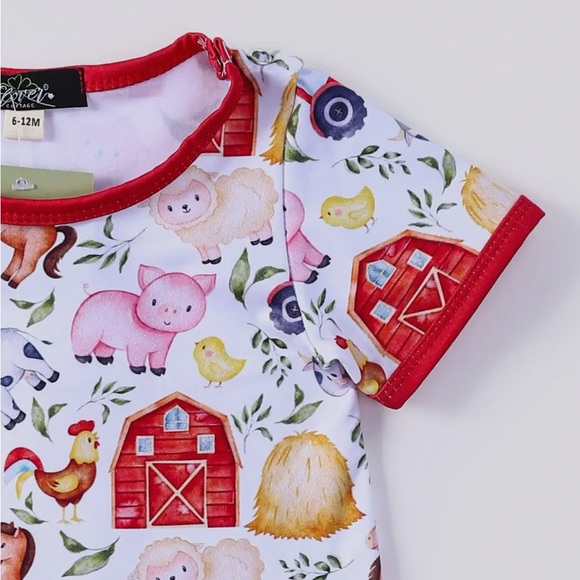 Clover Cottage Hay Farm Boy Baby Romper - Picture 2 of 3